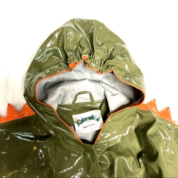KIDORABLE LINED DINOSAUR RAIN COAT W/Pockets, Hood - Picture 5 of 12